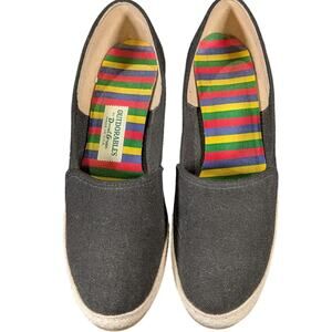 Vintage Daniel Green Outdoors Black Canvas Espadrille Slip On Shoes USA 5
